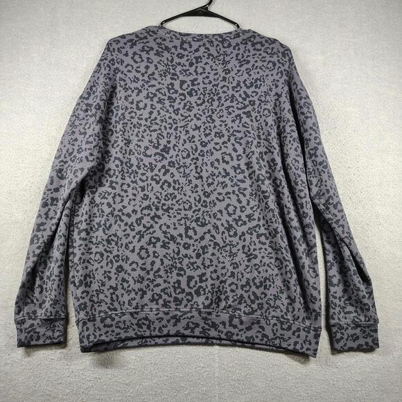 Athleta Womens Small Crewneck Sweatshirt Gray Pure Luxe Leopard Animal Print EUC - Picture 2 of 6
